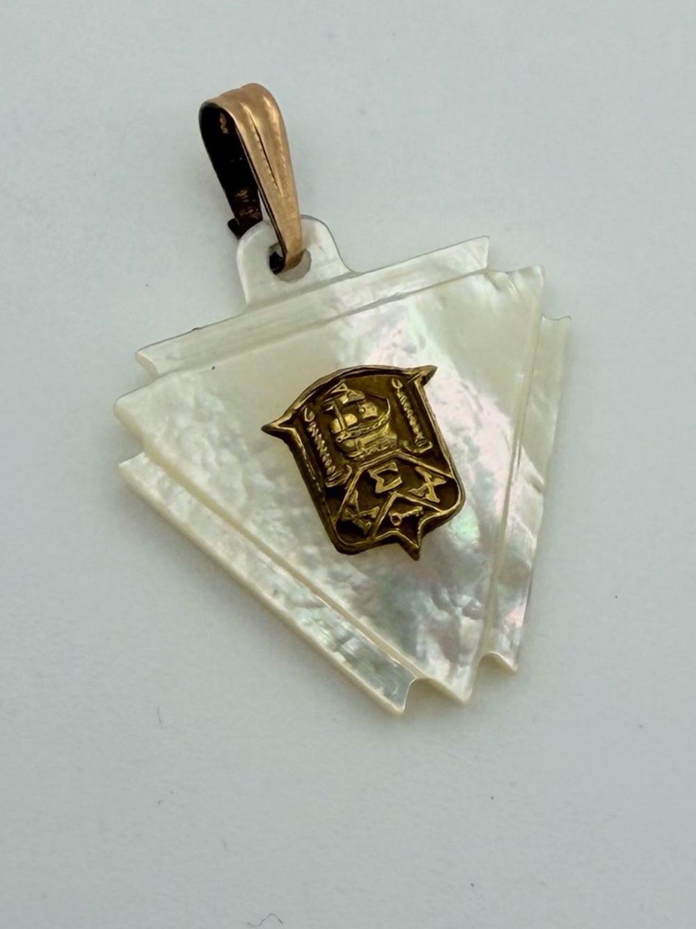 Antique Art Deco Gold Filled Mother of Pearl Pendant